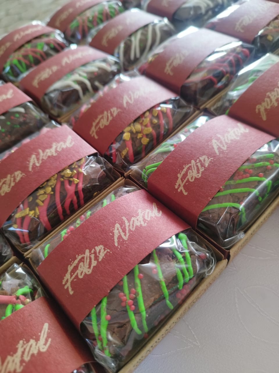 Caixa de Mini Brownies de Natal